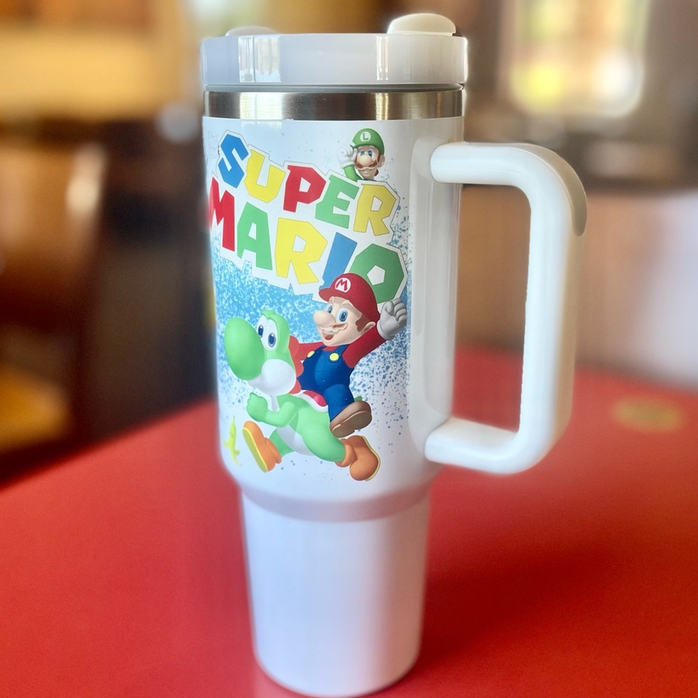 Custom 40 oz Tumbler Nintendo Super Mario Bros tumbler with hand carry handle. - Picture 5 of 7